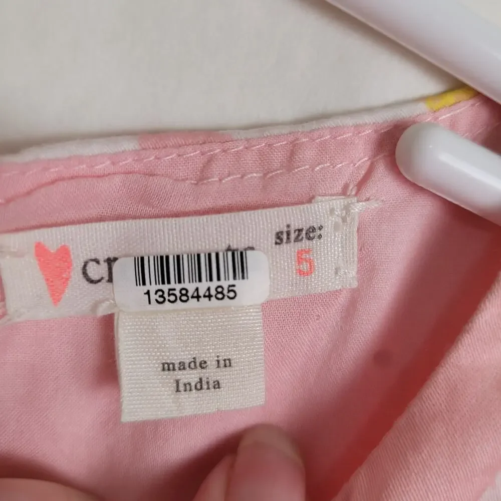 J.Crew Crewcuts pink daisy floral print sleeveless pleated girls sun dress